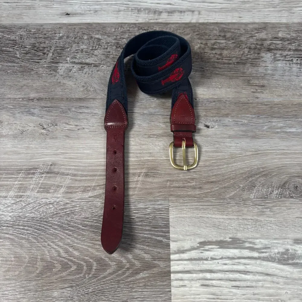 Vintage Chatham Cape Cod Lobster Belt Canvas Leather Nautical Prep